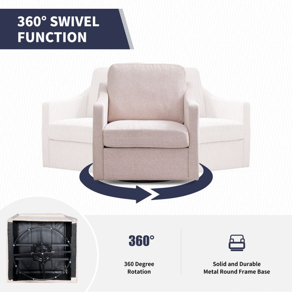 Mjkone Upholstered 360 Degree Swivel Accent Sofa Chair