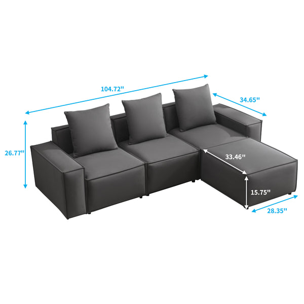 Modern Loveseat Convertible Modular Sectional Sofa Set