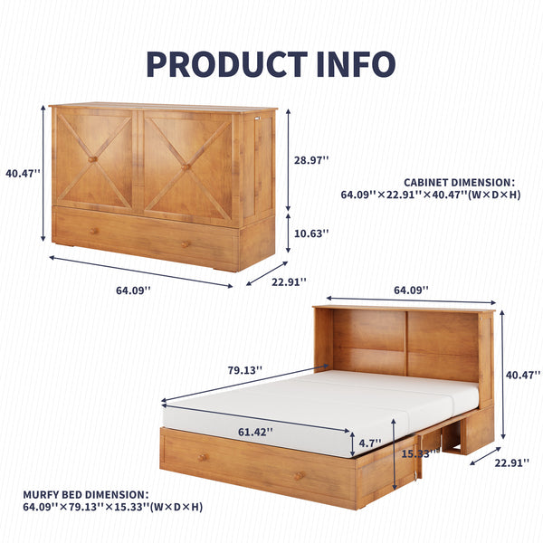 Mjkone Murphy Bed Cabinet with USB Charging Station