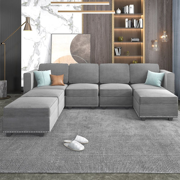 Sectional Sofa Set With Storage Ottoman