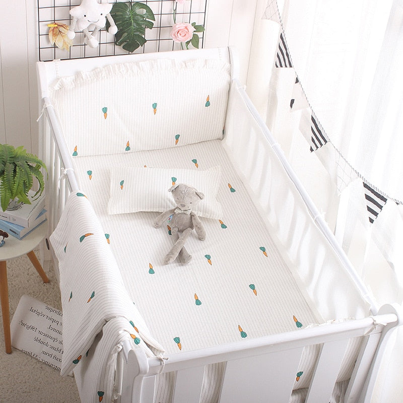Breathable Cotton & Mesh Baby Crib Set