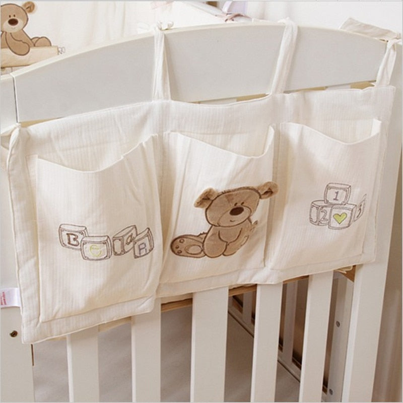 Hanging Cotton Pocket Organizer for Baby Crib