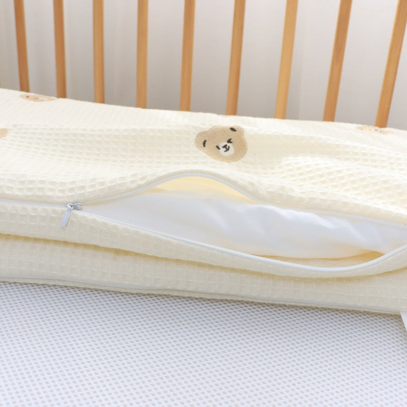 Soft Waffle Cotton Baby Crib Protector with Lovely Embroidery