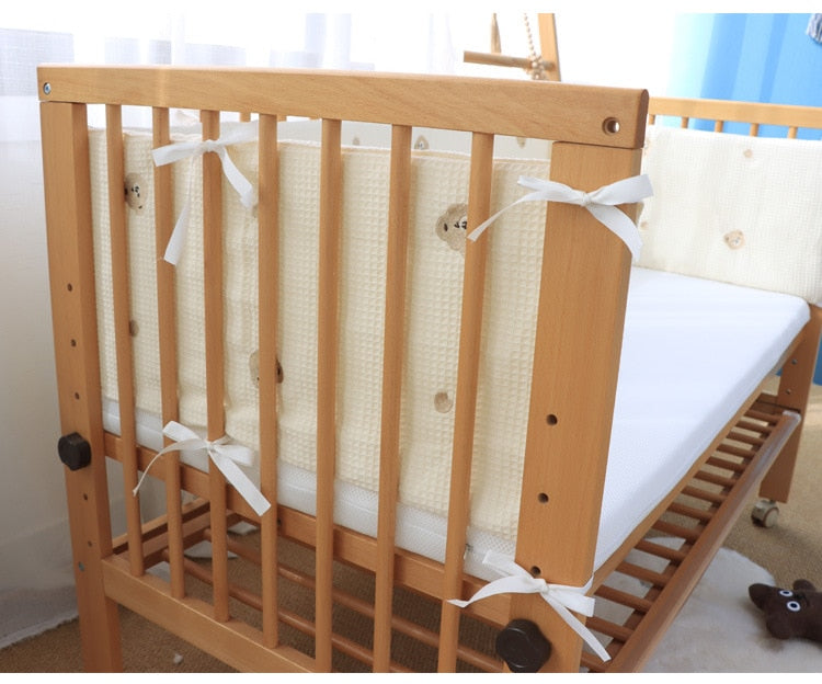 Soft Waffle Cotton Baby Crib Protector with Lovely Embroidery