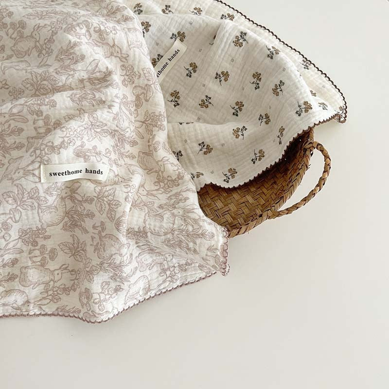 Soft Muslin Vintage Style Matching Baby Blanket & Pillow