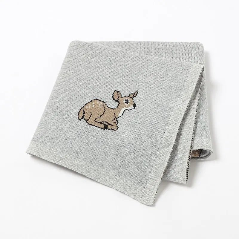 Soft Cotton Baby Blanket with Deer Pattern