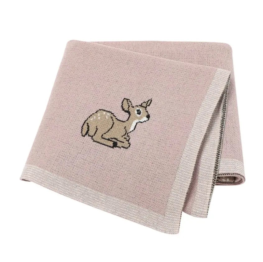 Soft Cotton Baby Blanket with Deer Pattern