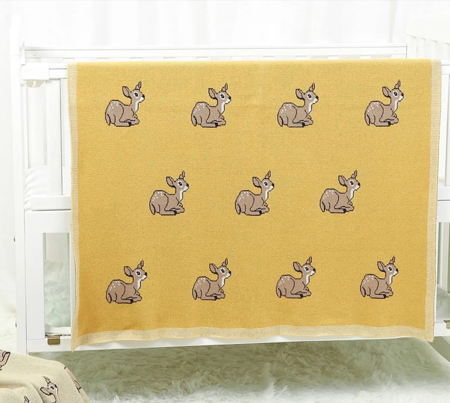 Soft Cotton Baby Blanket with Deer Pattern