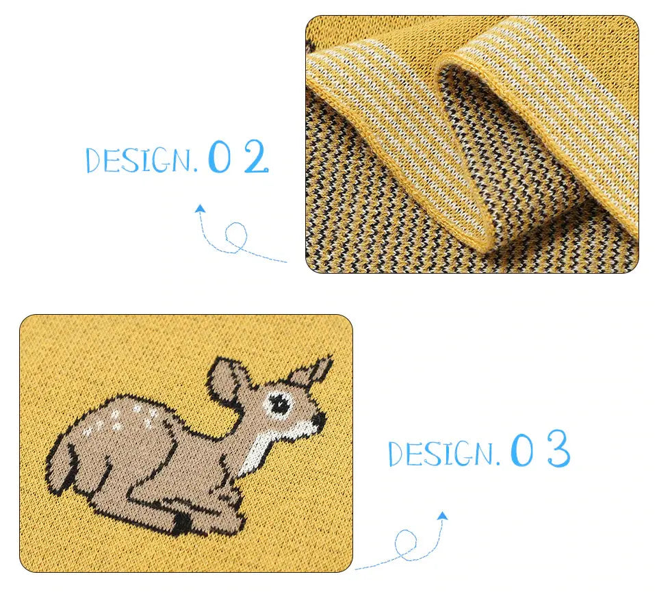 Soft Cotton Baby Blanket with Deer Pattern