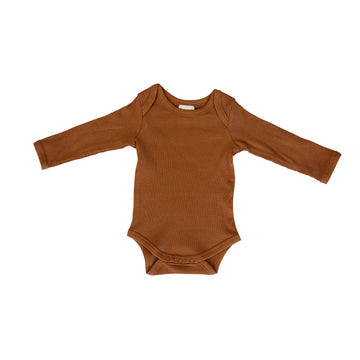 Rust Organic Long Sleeve Ribbed Bodysuit