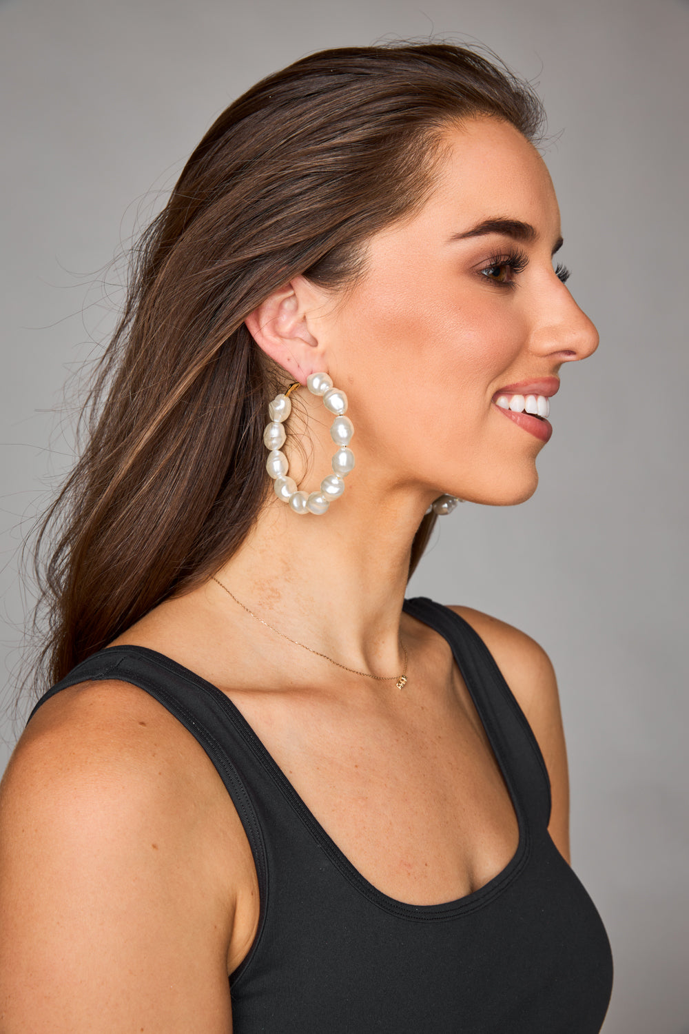 Macy Pearl Hoop Earrings - White