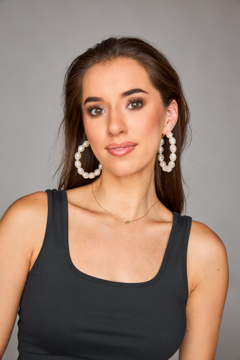 Macy Pearl Hoop Earrings - White
