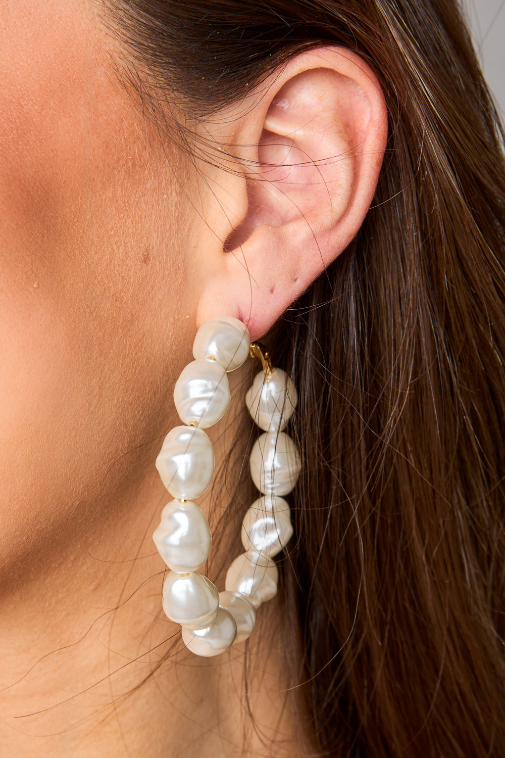 Macy Pearl Hoop Earrings - White