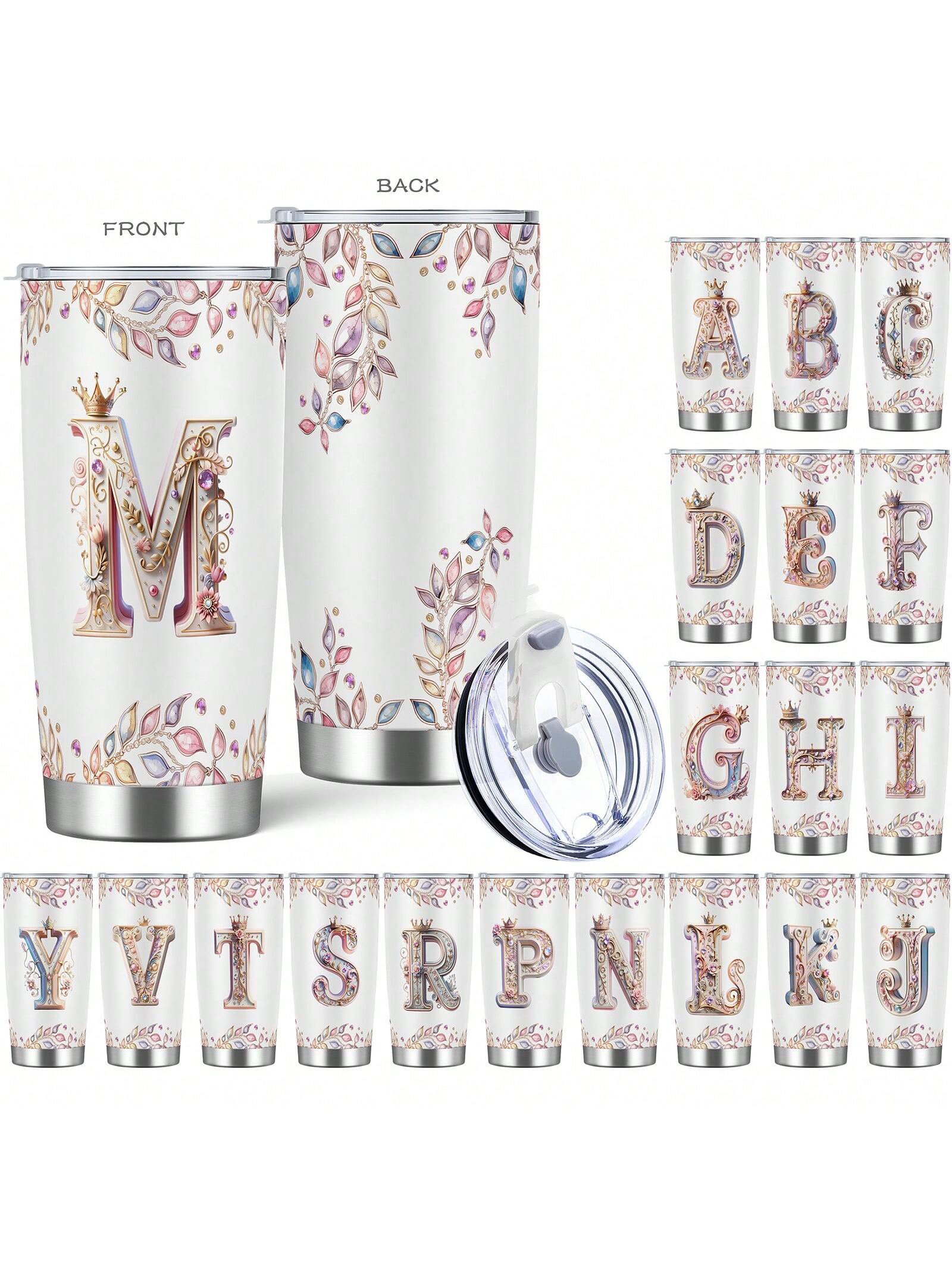 Personalized Baroque Style Alphabet Insulated Coffee Tumbler - Ideal Festival Gift