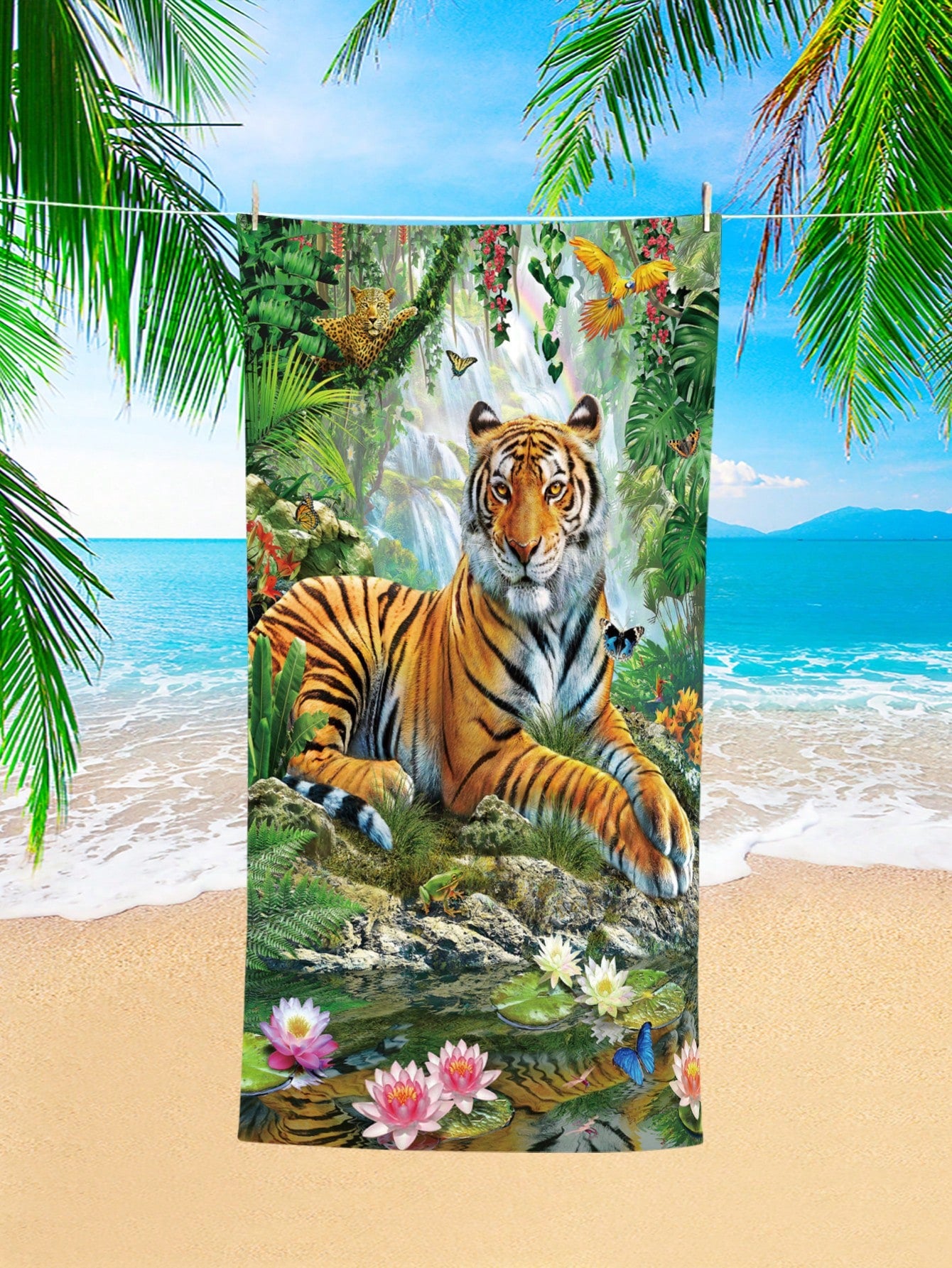 Ultimate Tiger Pattern Beach Towel: Super Absorbent Microfiber Blanket for Travel, Swimming, Yoga, Camping & More - Available in Various Sizes for Adults and Children