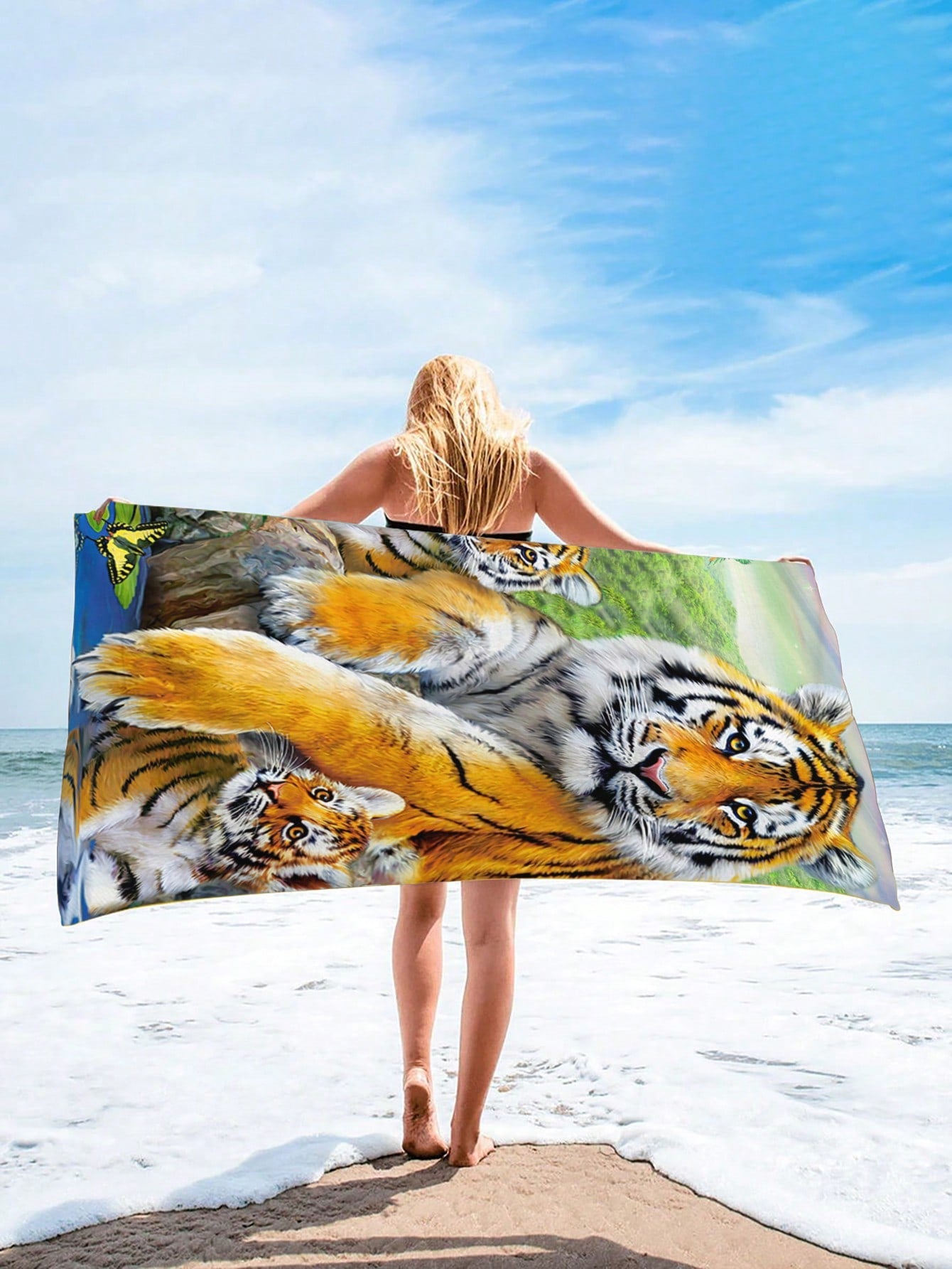 Ultimate Tiger Pattern Beach Towel: Super Absorbent Microfiber Blanket for Travel, Swimming, Yoga, Camping & More - Available in Various Sizes for Adults and Children