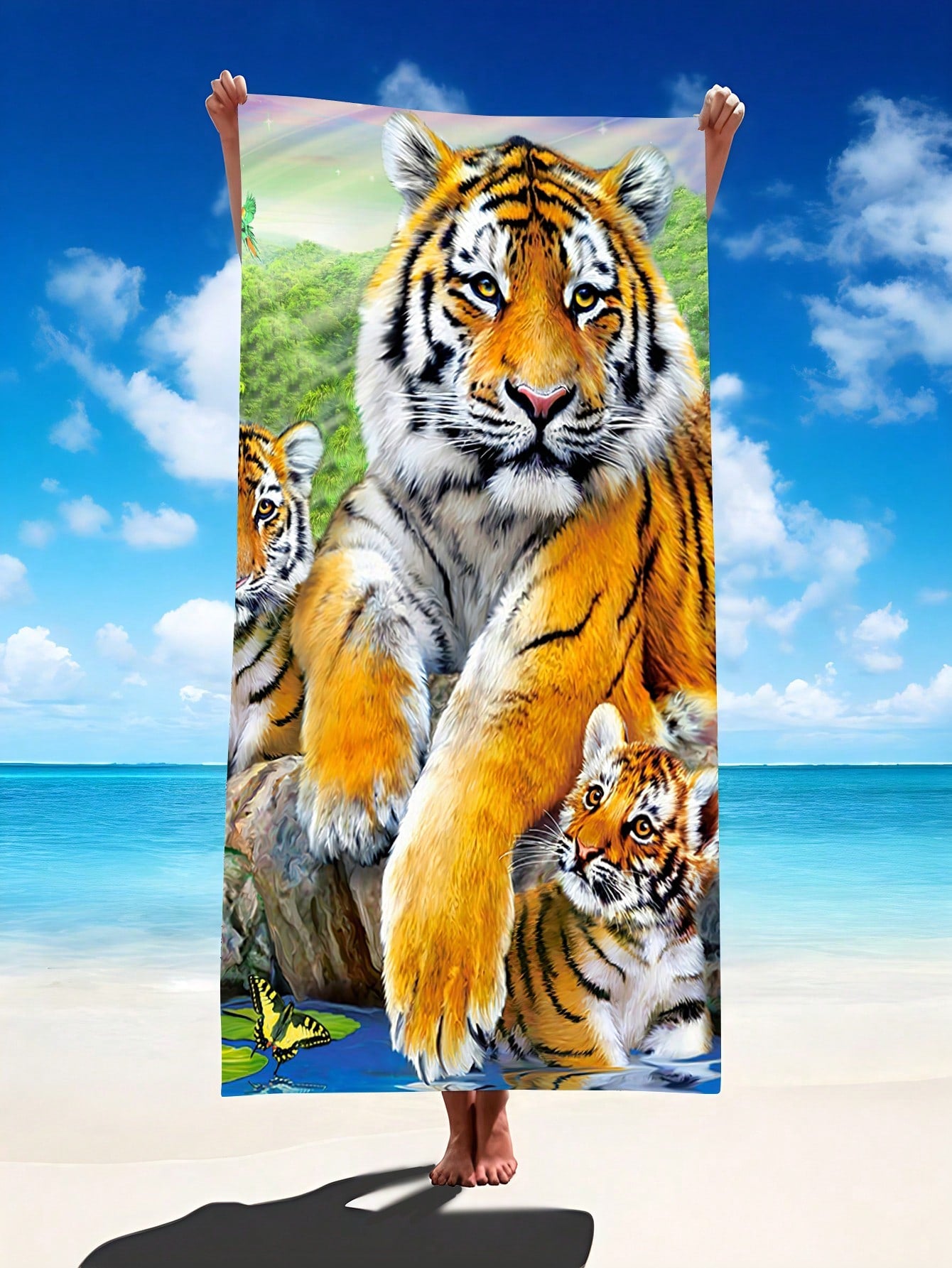 Ultimate Tiger Pattern Beach Towel: Super Absorbent Microfiber Blanket for Travel, Swimming, Yoga, Camping & More - Available in Various Sizes for Adults and Children