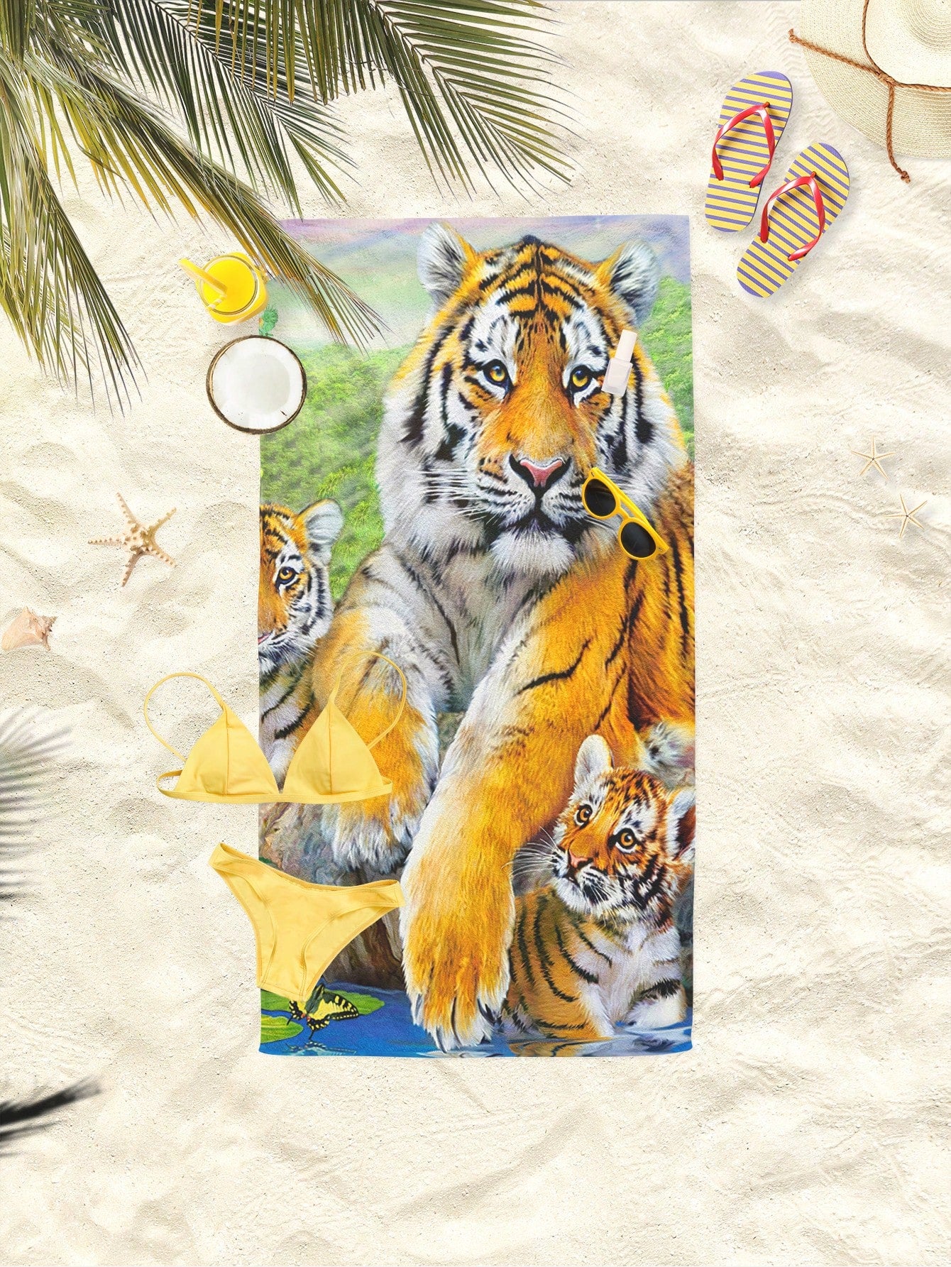 Ultimate Tiger Pattern Beach Towel: Super Absorbent Microfiber Blanket for Travel, Swimming, Yoga, Camping & More - Available in Various Sizes for Adults and Children