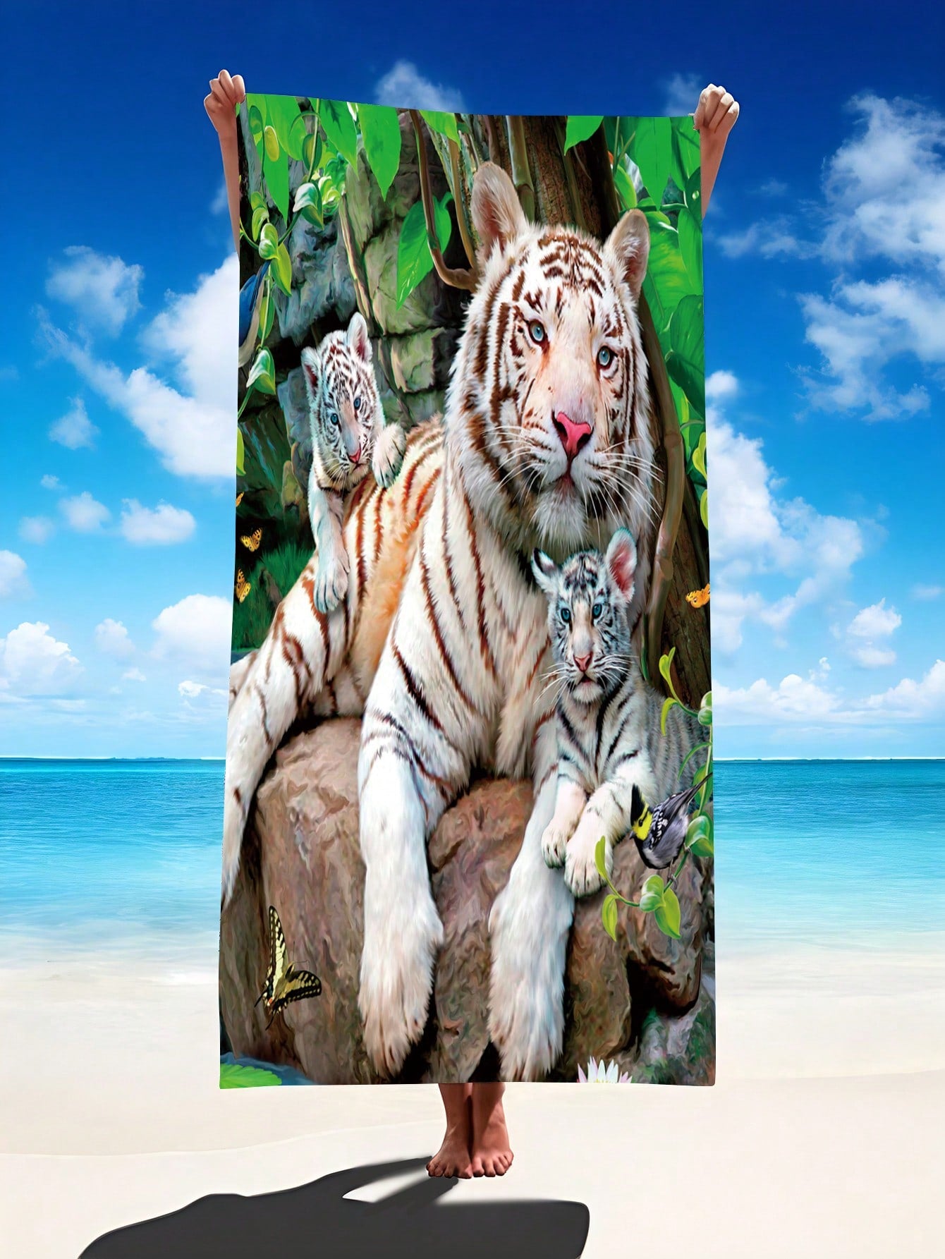 Ultimate Tiger Pattern Beach Towel: Super Absorbent Microfiber Blanket for Travel, Swimming, Yoga, Camping & More - Available in Various Sizes for Adults and Children