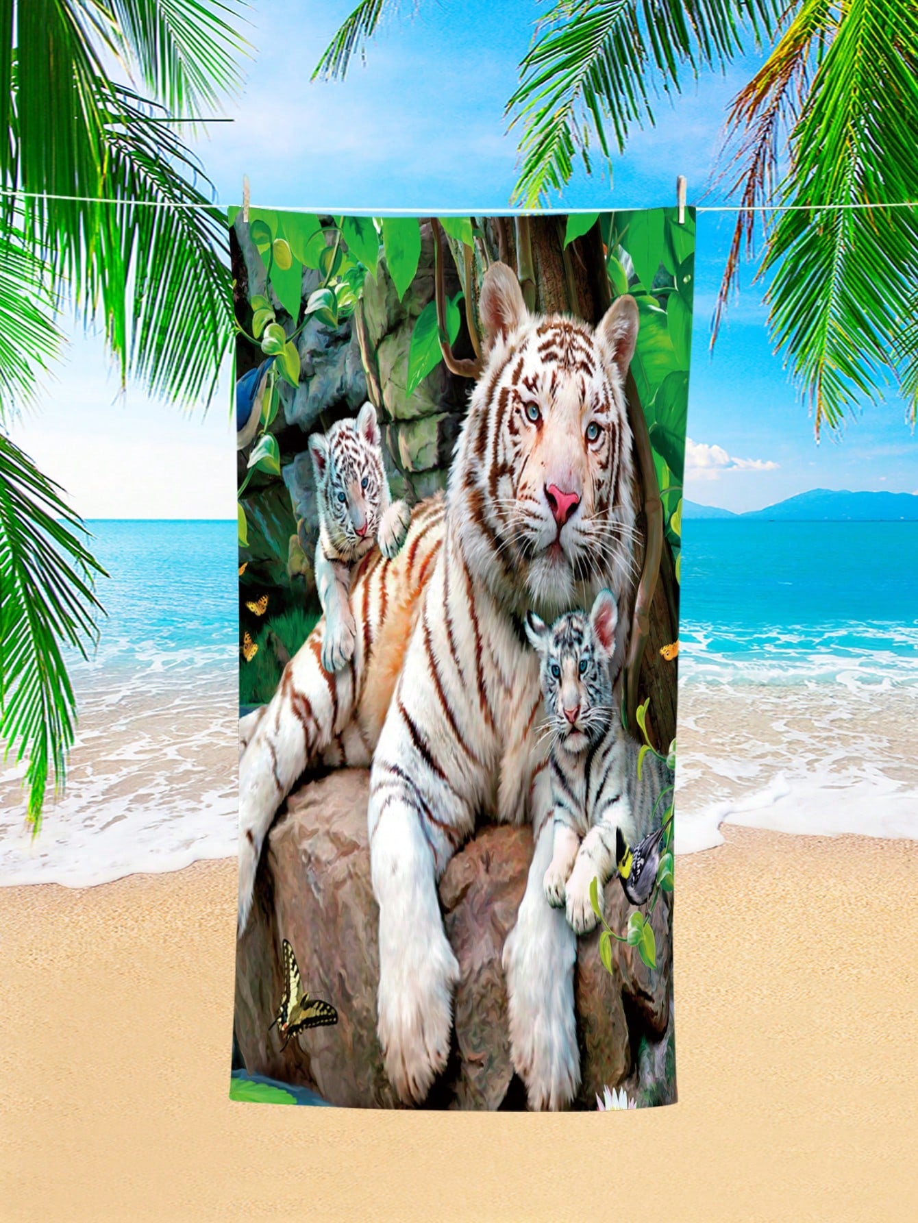 Ultimate Tiger Pattern Beach Towel: Super Absorbent Microfiber Blanket for Travel, Swimming, Yoga, Camping & More - Available in Various Sizes for Adults and Children