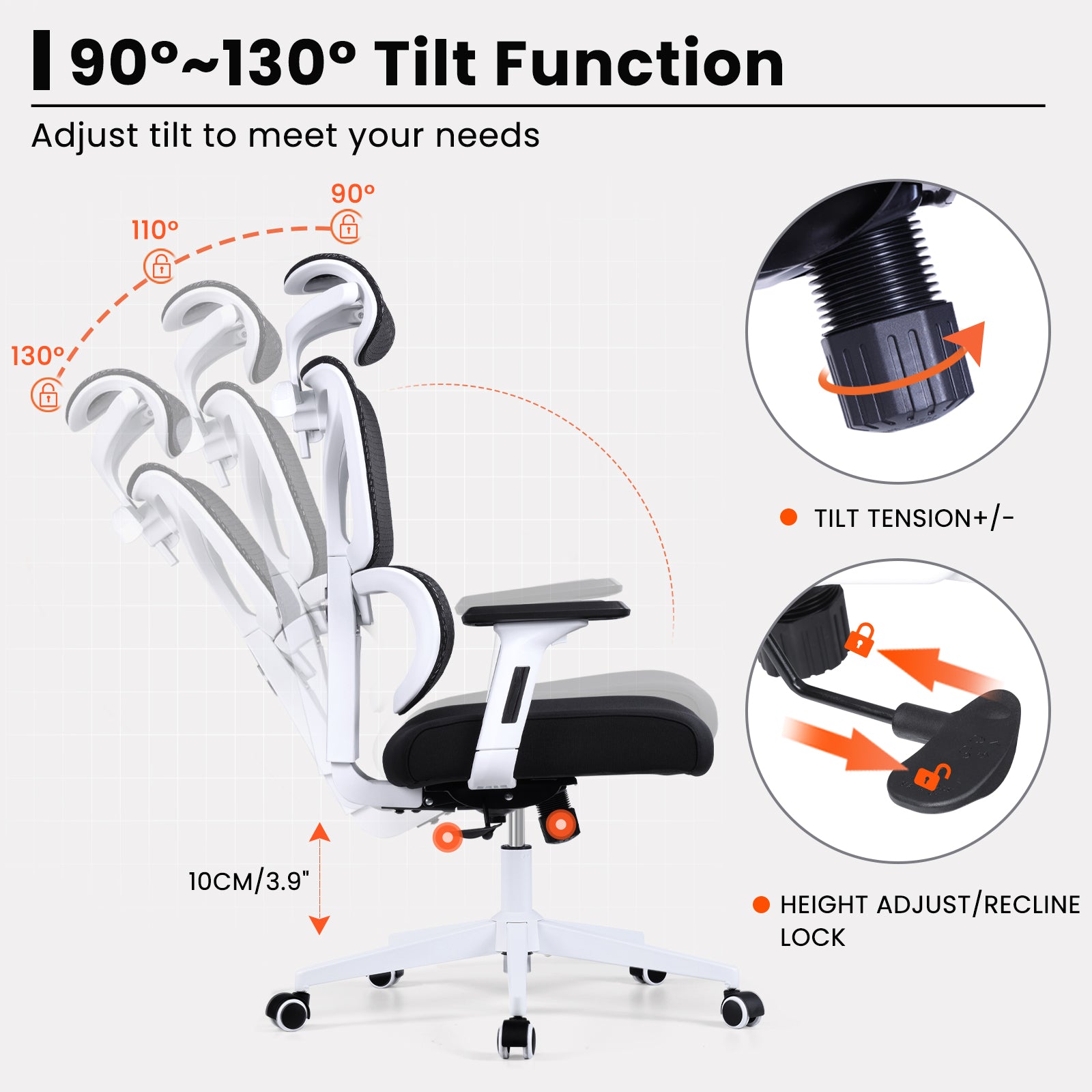 Ergonomic Computer Desk Chair Upgrade Adjustable Lumbar Support