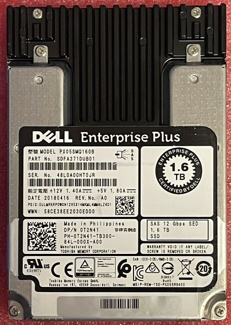 Toshiba PX05SMQ160B 1.6TB SED Enterprise Plus Compellent SAS-12Gbps 2.5in Solid State Drive