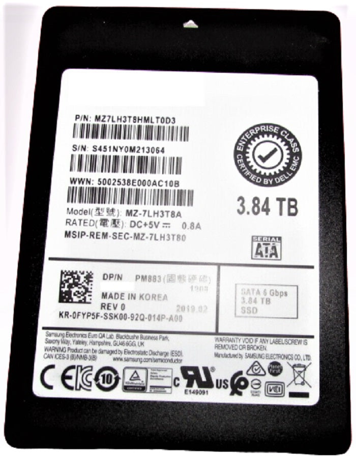 Samsung PM883 MZ-7LH3T8A Solid state drive 3.84TB Internal 2.5