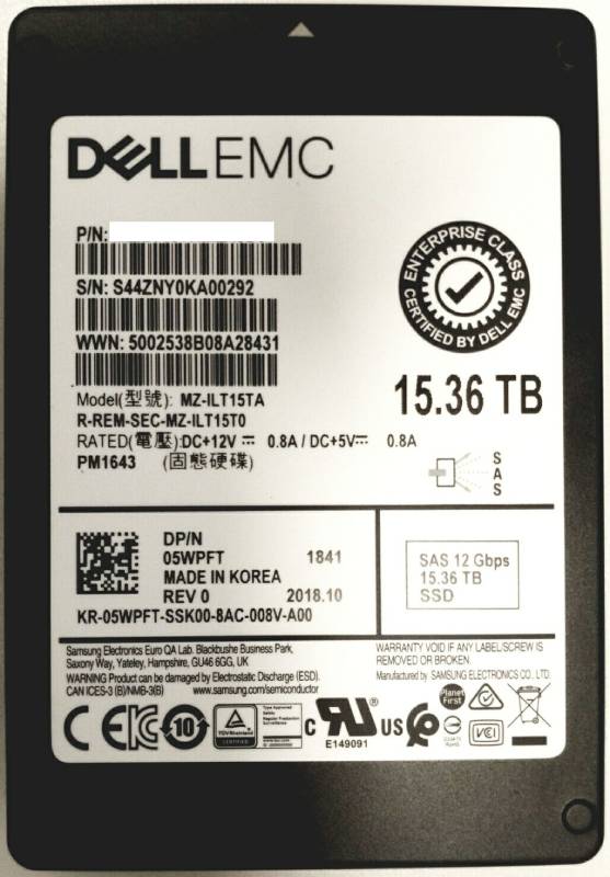 Samsung 15.36 TB PM1643 Solid state drive - 2.5