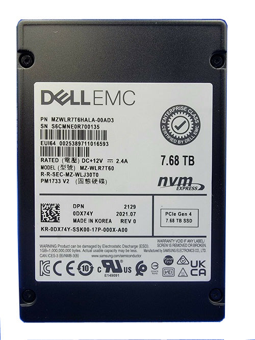 Samsung PM1733 MZ-WLR7T60 Solid state drive 7.68TB Internal 2.5