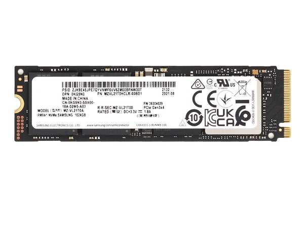 Samsung 1 TB PM9A1 Solid state drive - M.2 2280 Internal - PCI EXPRESS 4.0 X4 (NVME) - DELL OEM - MZ-VL21T0A Refurbished