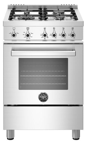 Bertazzoni 24 Inch Professional Gas Range & Gas Oven With 4 Burners In Stainless Steel (PROF244GASXE)