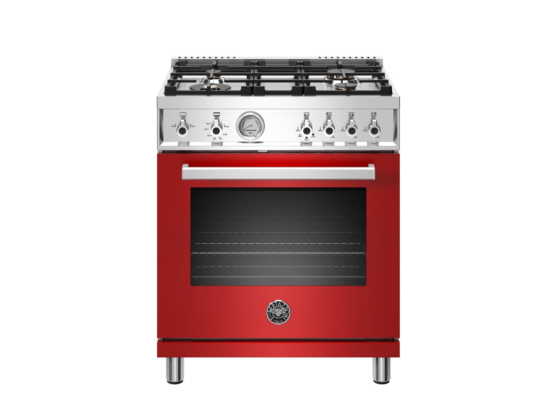 Bertazzoni 30 Inch Professional Gas Oven With 4 Brass Burners In Stainless Steel (PROF304GASXT)