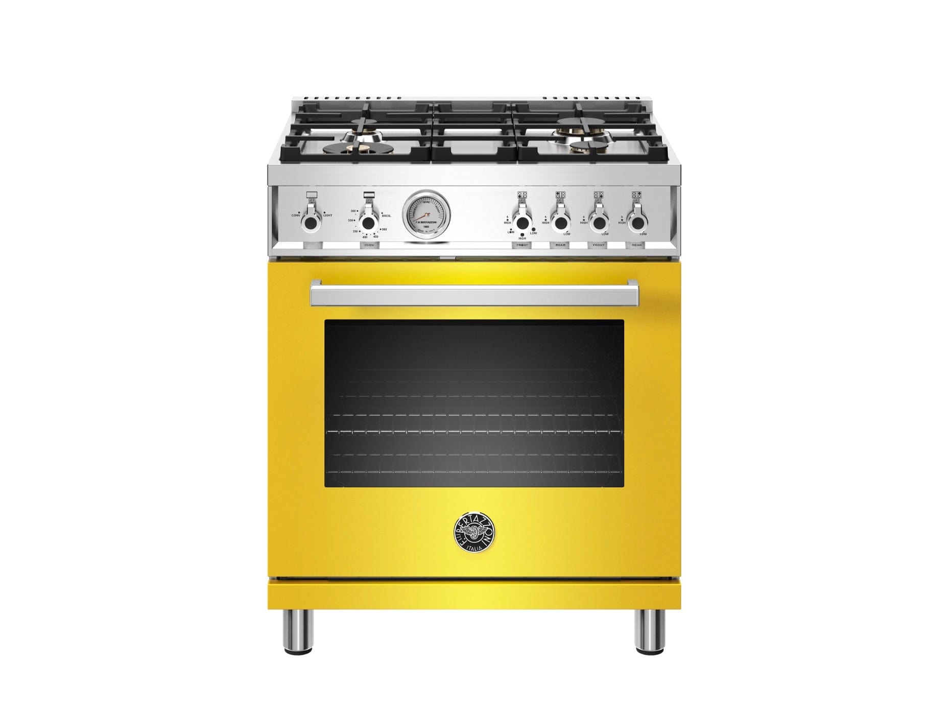 Bertazzoni 30 Inch Professional Gas Oven With 4 Brass Burners In Stainless Steel (PROF304GASXT)