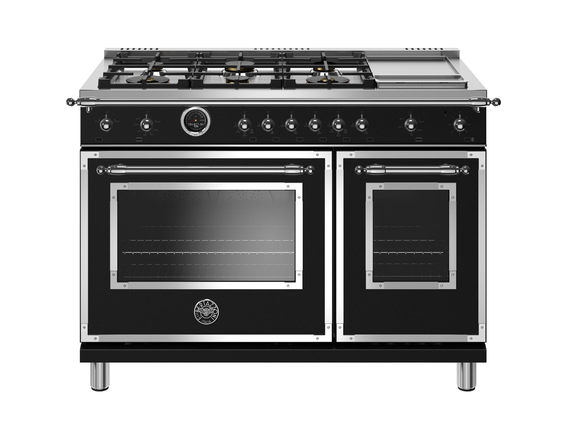 Bertazzoni Heritage 48 Inch Range & Electric Self Clean Oven With 6 Brass Burners & Griddle (HERT486GDFSXT)