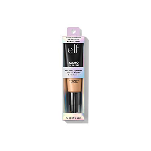 e.l.f. Camo CC Cream, Color Correcting Medium-To-Full Coverage Foundation with SPF 30, Medium 330 W, 1.05 Oz (30g)