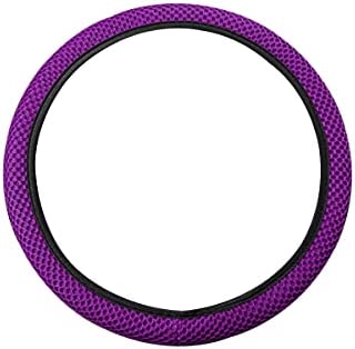 Elastic Stretch Steering Wheel Cover, Universal 15 Inch Automotive Steering Wheel Cover, Microfiber Breathable Ice Silk, Anti-Slip, Odorless, Easy Carry,Warm in Winter and Cool in Summer (Purple)