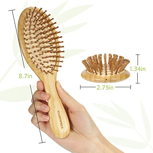 GAINWELL Bamboo Paddle Hair Brush - Bamboo Bristles Detangling Hairbrush for Massaging Scalp