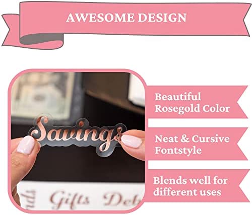 Budget Binder Label Stickers for Cash Envelopes, 42 Rose Gold Budgeting Labels, Personalized Sticker for Wallet Monthly Planners Bills Coupon Savings Money Organizer, Waterproof Vinyl Letter Decal