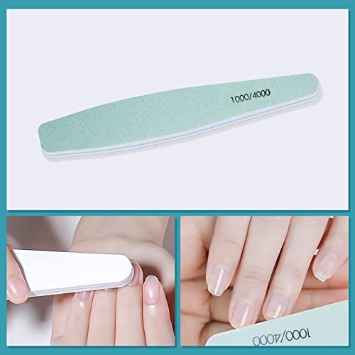Diesisa 15pcs 1000/4000 Grit Nail Files for Natural Nails, Emery Boards for Natural Files, Double-Sided Nail Buffering Manicure Pedicure Nail Supplies Tools for Toenail Fingernail for Home & Salon