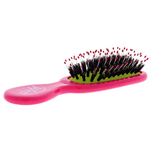 Wet Brush Hair Brush Mini Shine Enhancer Detangler with Flexible Boar Bristles, Hair Accessory Travel Comb for All Hair Types- (Pink Yellow), Standard