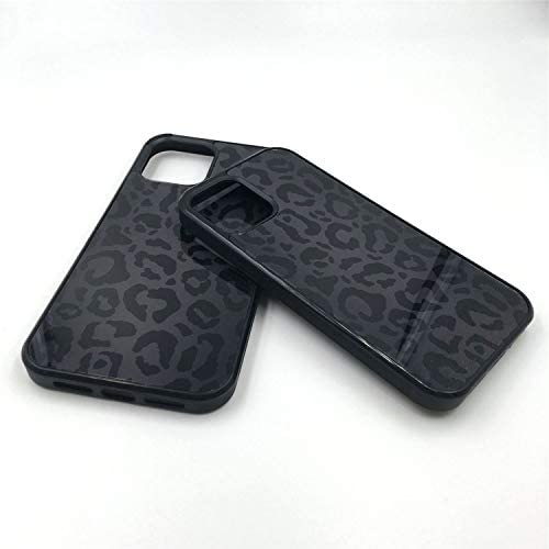 XUNQIAN Compatible for iPhone 12 Case, iPhone 12 Pro Case, Black Leopard Cheetah Animal Skin Print Art Thin Soft Black TPU +Tempered Mirror Protective Case for Apple 12/12 Pro (for iPhone 12/12 Pro)