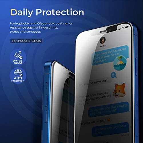 ORIbox Privacy Glass Screen Protector for iPhone 13 and iPhone 13 Pro, 2 Packs Anty-Spy Anti-Bubble Tempered Glass Screen Protector