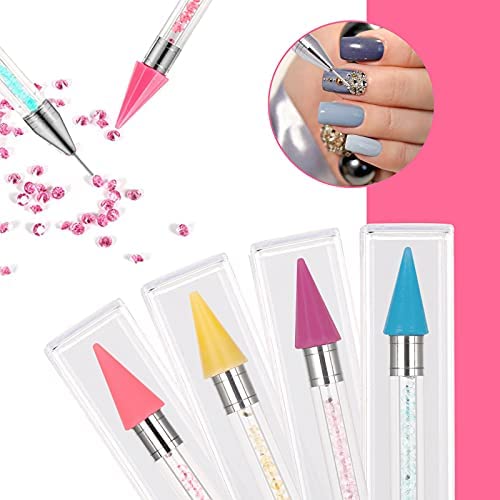 Calsoling 4 Pieces No Wax Needed Diamond Painting Tools Self-Stick Drill Pens, Double Heads No Clay Specialty Design with Diamonds Accessories for 5D DIY Painting Crafts Cross-Stitch