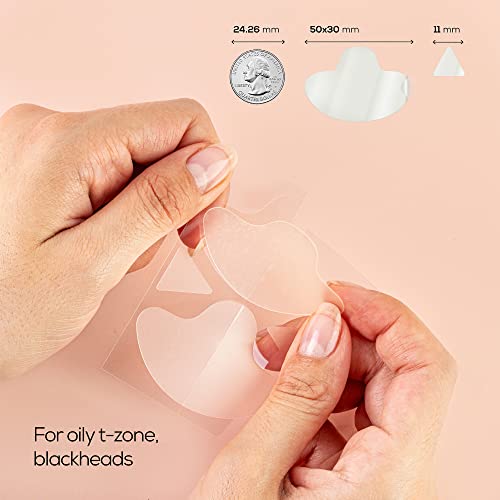 Hanhoo T-Zone Pore Patch | Hydrocolloid Nose Patches | For Blackheads & Clogged Pores | Fits Nose, Chin, and Forehead | Cruelty-free and Vegan | 8 Patch Count - 4 Pore Patches & 4 Triangle Patches