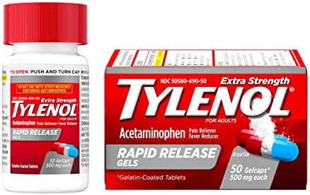 Tylenol Extra Strength Acetaminophen Rapid Release Gels for Pain & Fever Relief, 50 ct