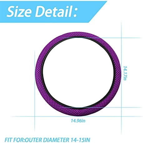 Elastic Stretch Steering Wheel Cover, Universal 15 Inch Automotive Steering Wheel Cover, Microfiber Breathable Ice Silk, Anti-Slip, Odorless, Easy Carry,Warm in Winter and Cool in Summer (Purple)