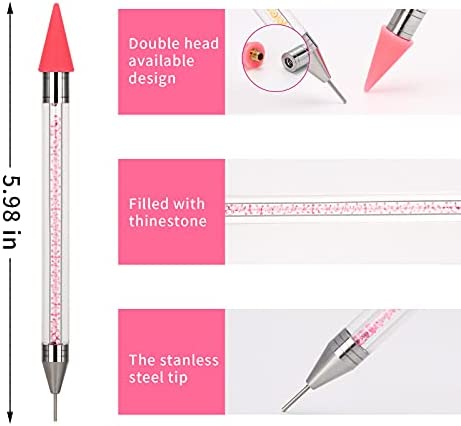 Calsoling 4 Pieces No Wax Needed Diamond Painting Tools Self-Stick Drill Pens, Double Heads No Clay Specialty Design with Diamonds Accessories for 5D DIY Painting Crafts Cross-Stitch