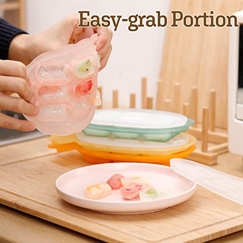 haakaa Silicone Nibble Tray -Breastmilk Teething Popsicle Mold - Baby Fresh Food Freezer Nibbler Feeder- Ice Cube Tray - Baby Serving Divided Sausage Plate - 4m+Baby Toddler -Pineapple Blush