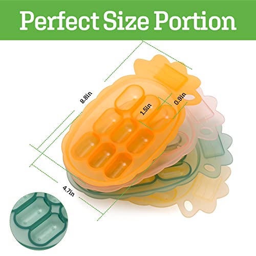 haakaa Silicone Nibble Tray -Breastmilk Teething Popsicle Mold - Baby Fresh Food Freezer Nibbler Feeder- Ice Cube Tray - Baby Serving Divided Sausage Plate - 4m+Baby Toddler -Pineapple Blush