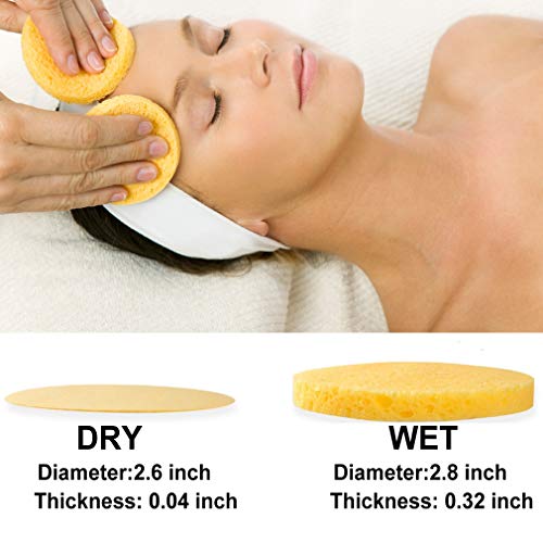 50-Count Compressed Facial Sponges for Estheticians- 100% Natural Cellulose Face Sponge Professional Cosmetic Spa Sponges for Face Cleansing, Massage, Pore Exfoliating, Mask, Makeup Removal (Yellow)